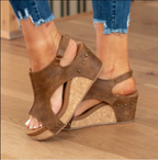 Women's Platform Wedge Sandals with Slingback Strap