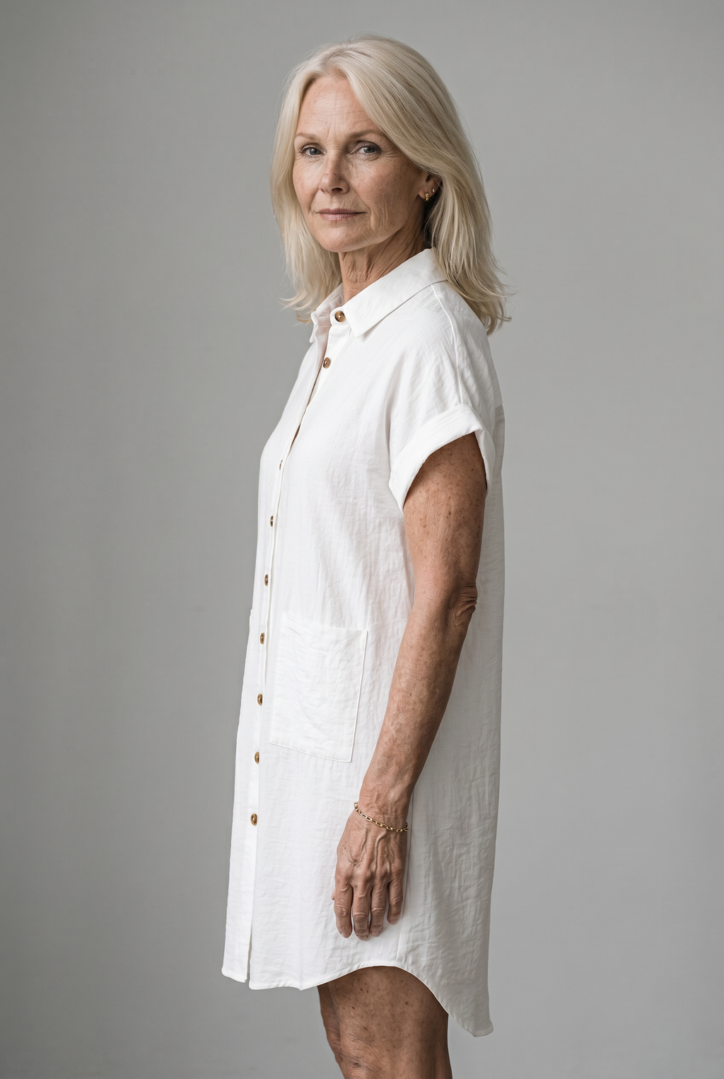 Lightweight Shirt Dress with Pockets and Cape Collar