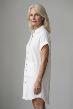 Lightweight Shirt Dress with Pockets and Cape Collar