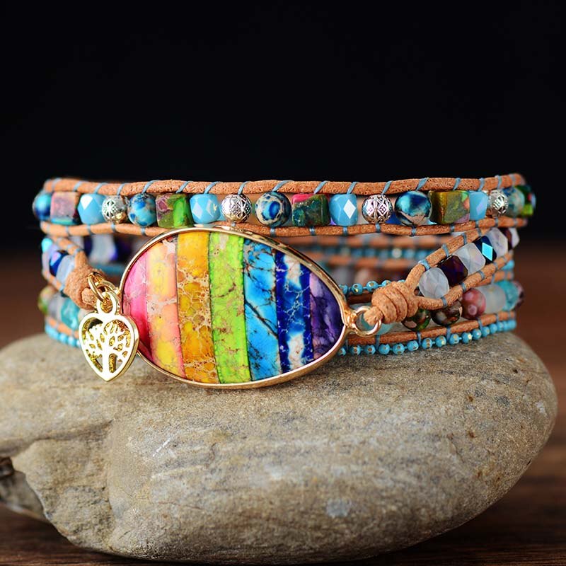 Chakra Jasper Wrap Bracelet