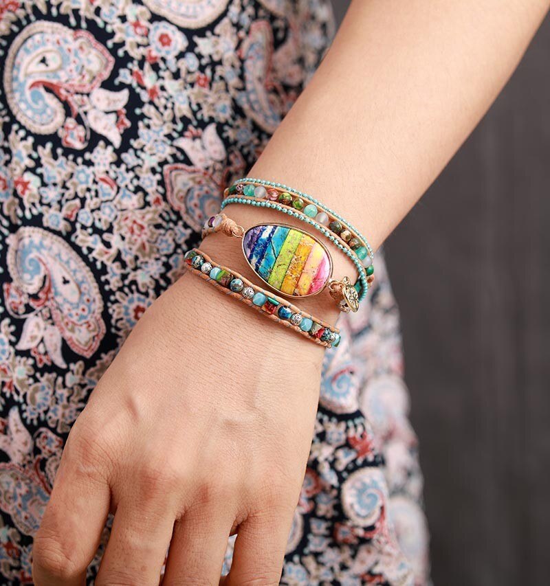 Chakra Jasper Wrap Bracelet