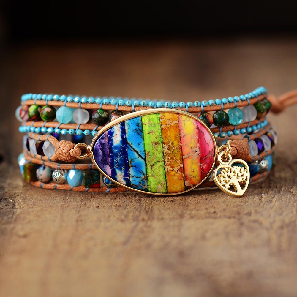 Chakra Jasper Wrap Bracelet