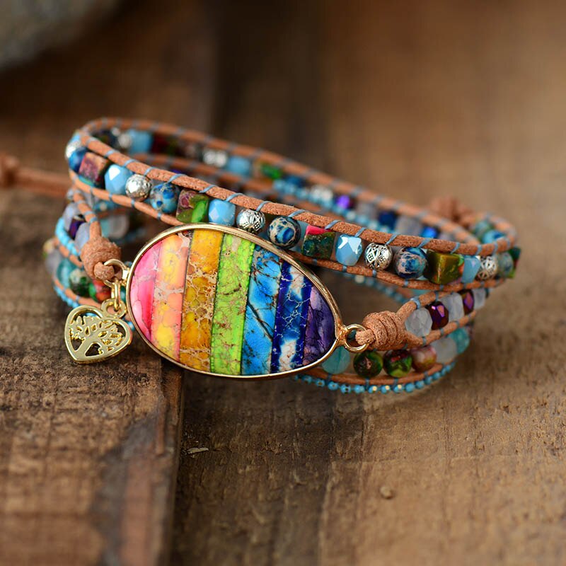 Chakra Jasper Wrap Bracelet