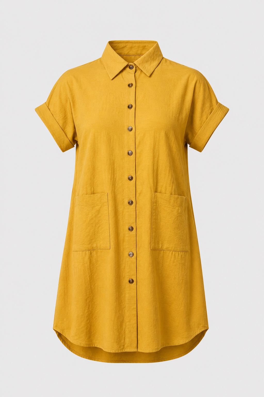 Lightweight Shirt Dress with Pockets and Cape Collar