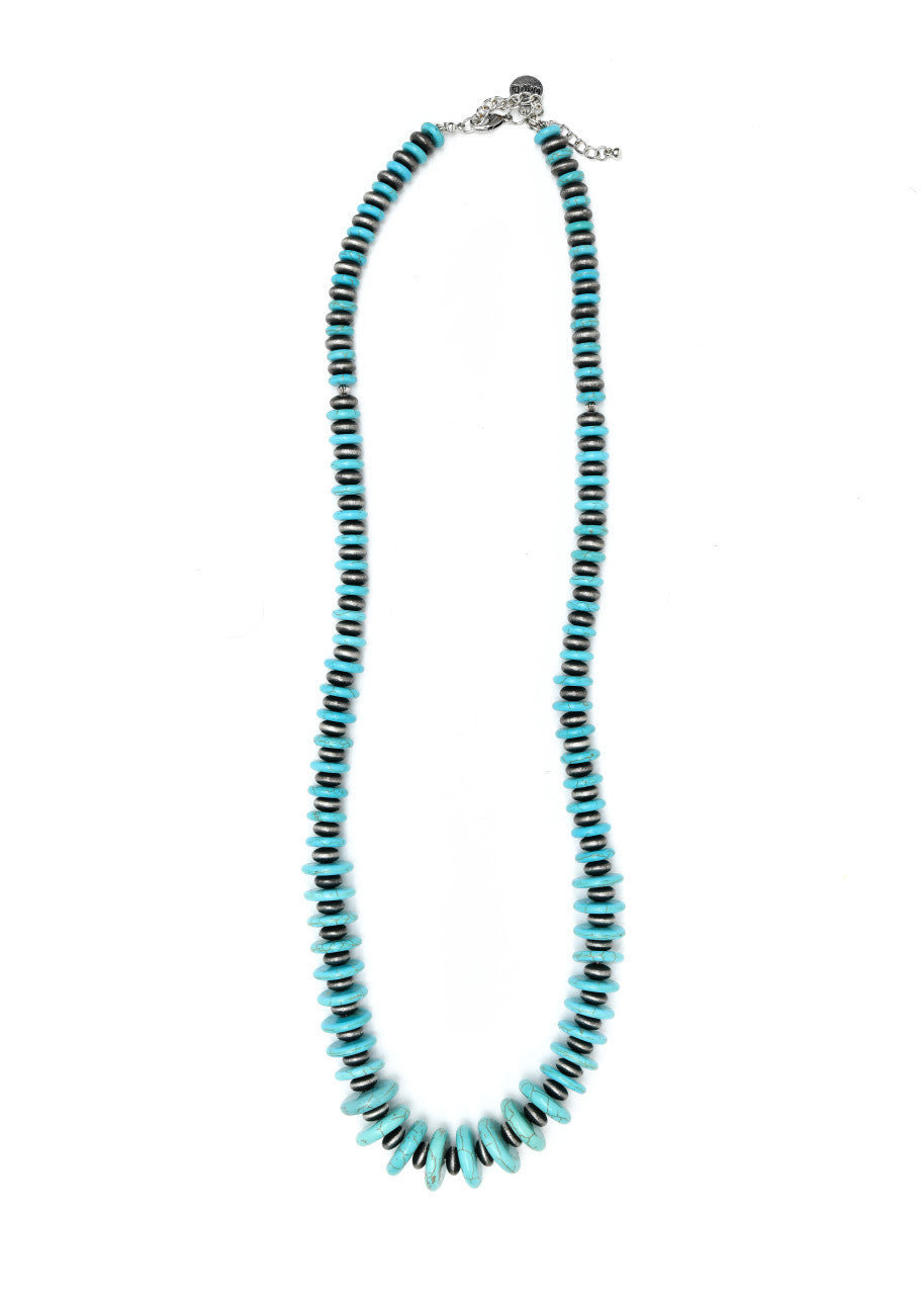 Vintage Boho Turquoise Disc Bead Necklace