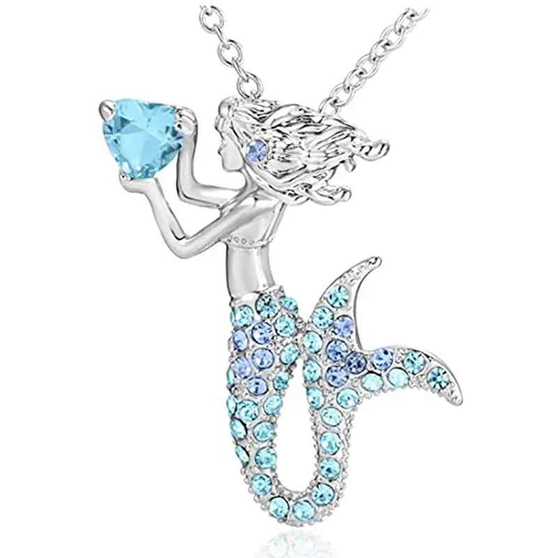 Ketting met kristallen zeemeerminhanger