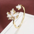Crystalline Leaf Gold-Tone Ring