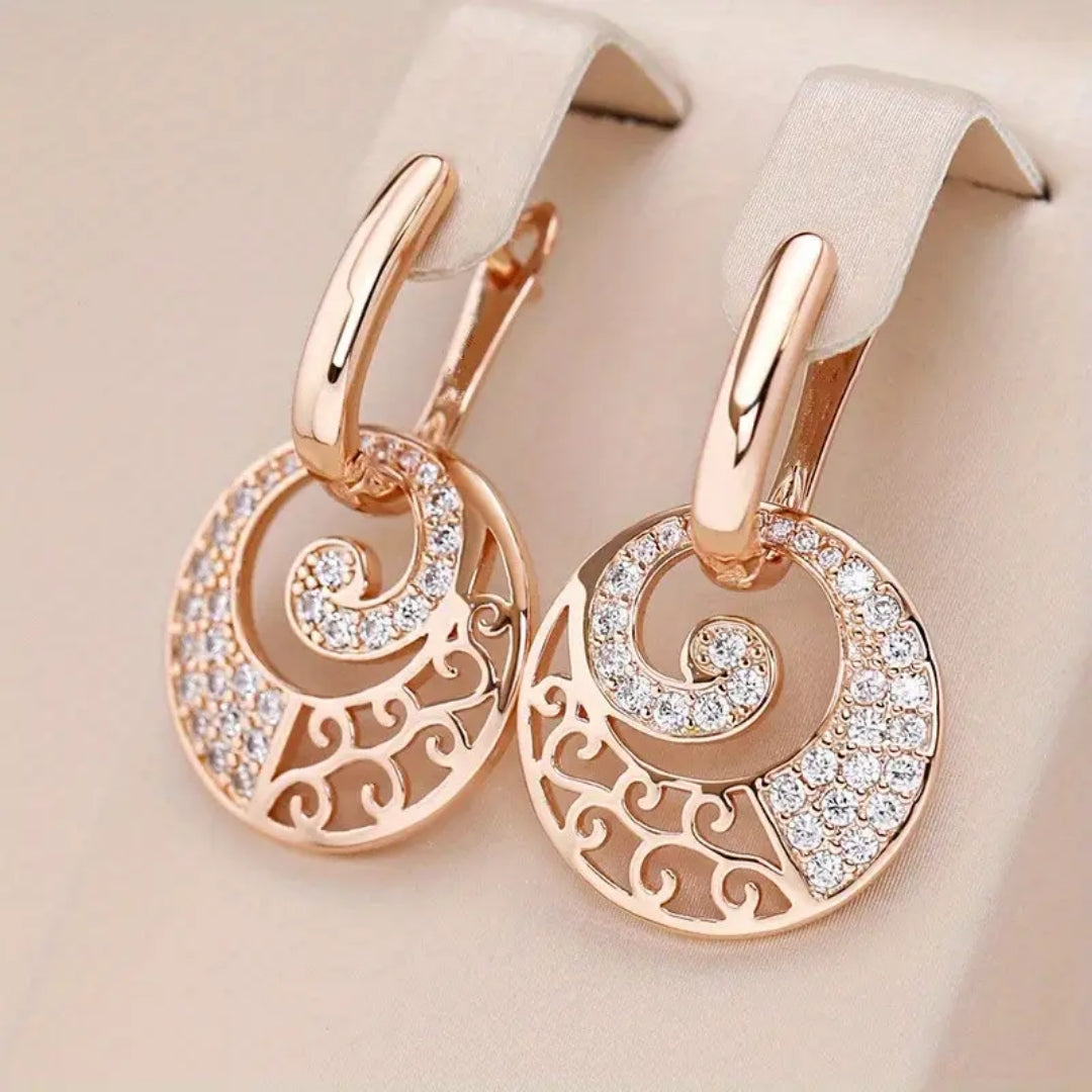 Rose Gold-Tone Filigree Disc Drop Earrings