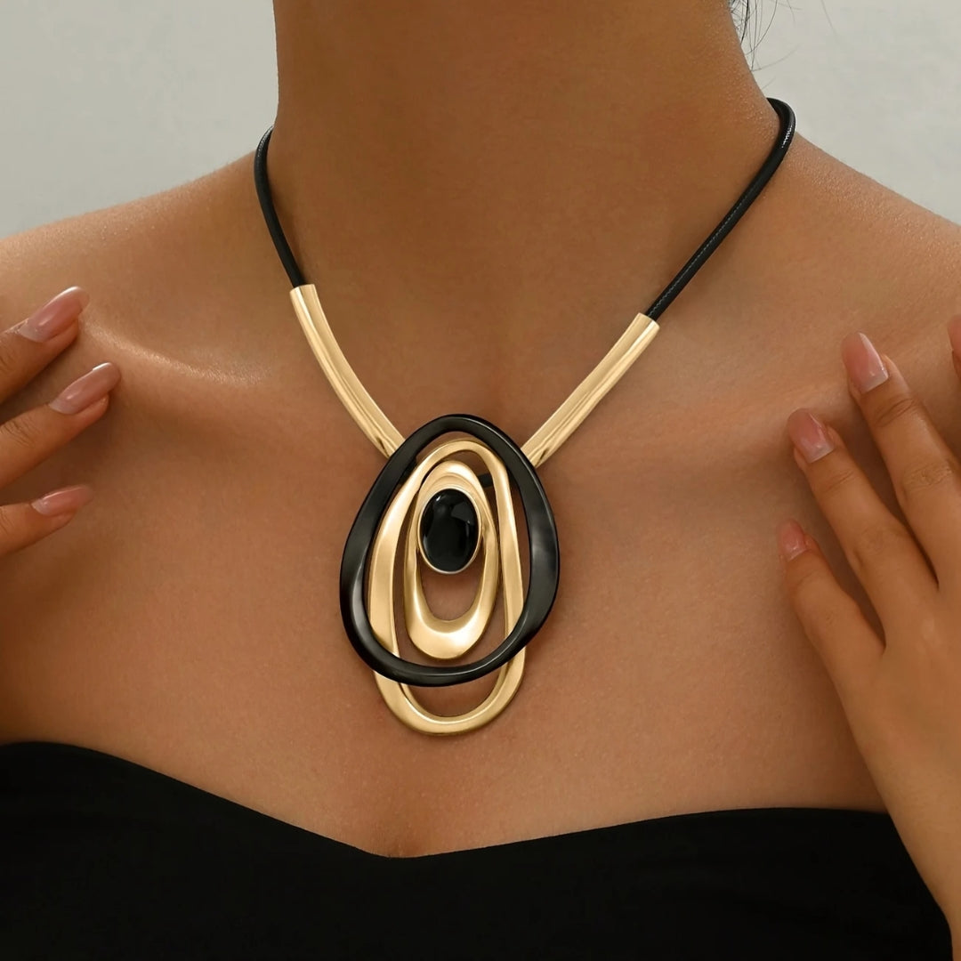 Black and Gold-Tone Necklace