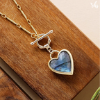 Gold-Plated Chain Necklace with Stone Charm in Many Stones