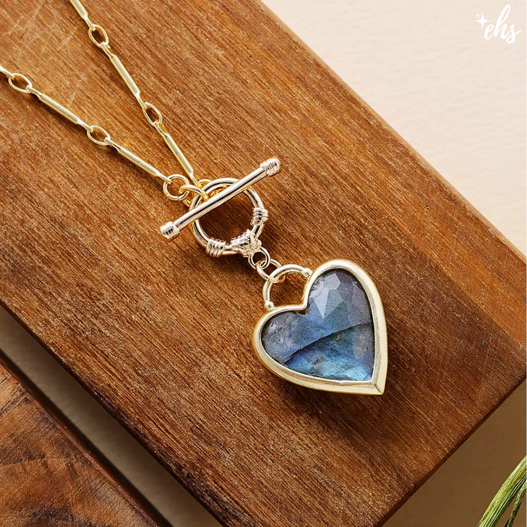 Gold-Plated Chain Necklace with Stone Charm in Many Stones