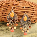 Mandala Orange Stone Dangle Earrings