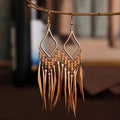 Brown Bead Dangle Earrings