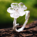 Silver-Tone White Lotus Ring