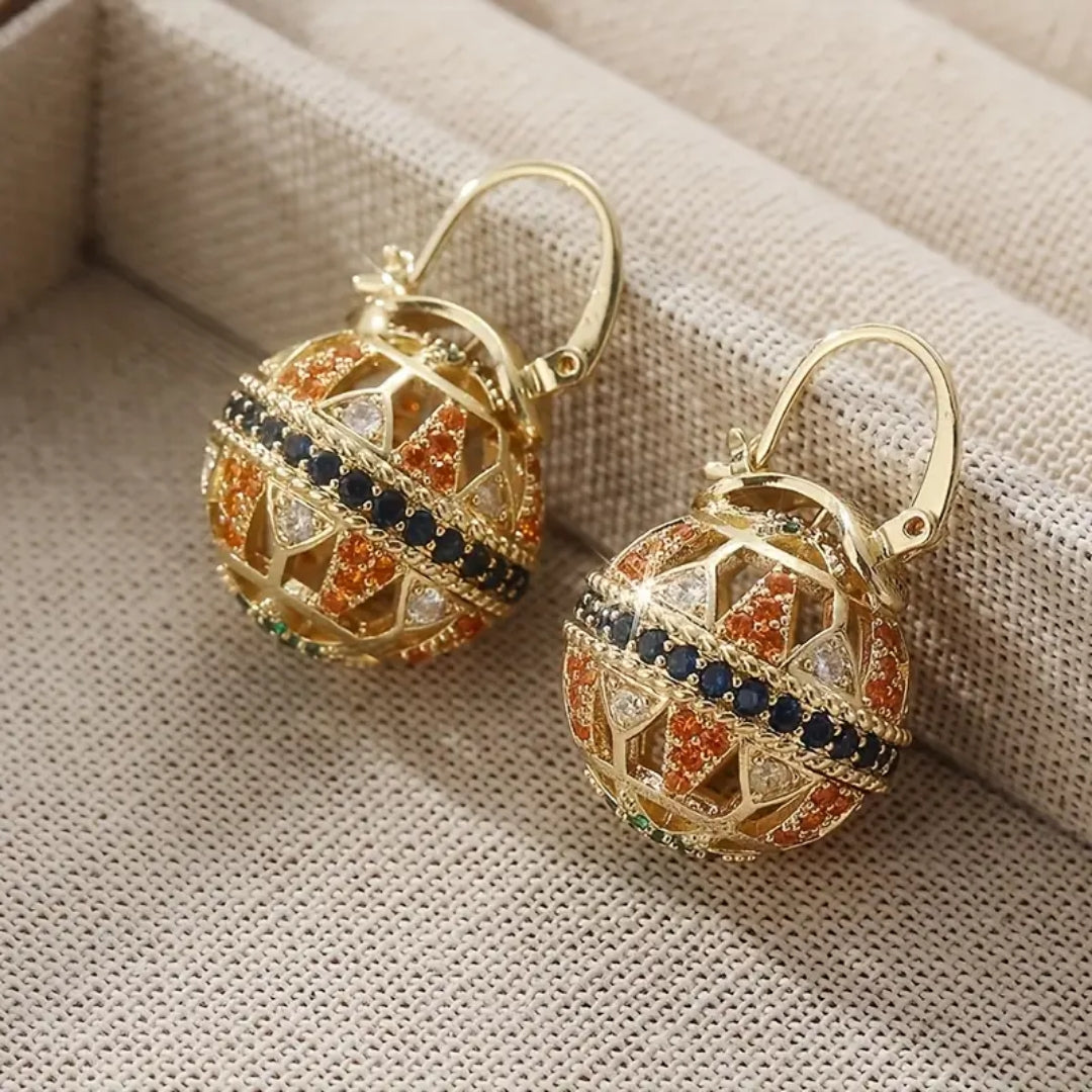Tribal Sphere Gold-Tone Earrings