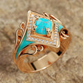 Blue Opal-Look Crown Gold-Tone Ring