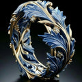 Bladring met blauw en wit kristal