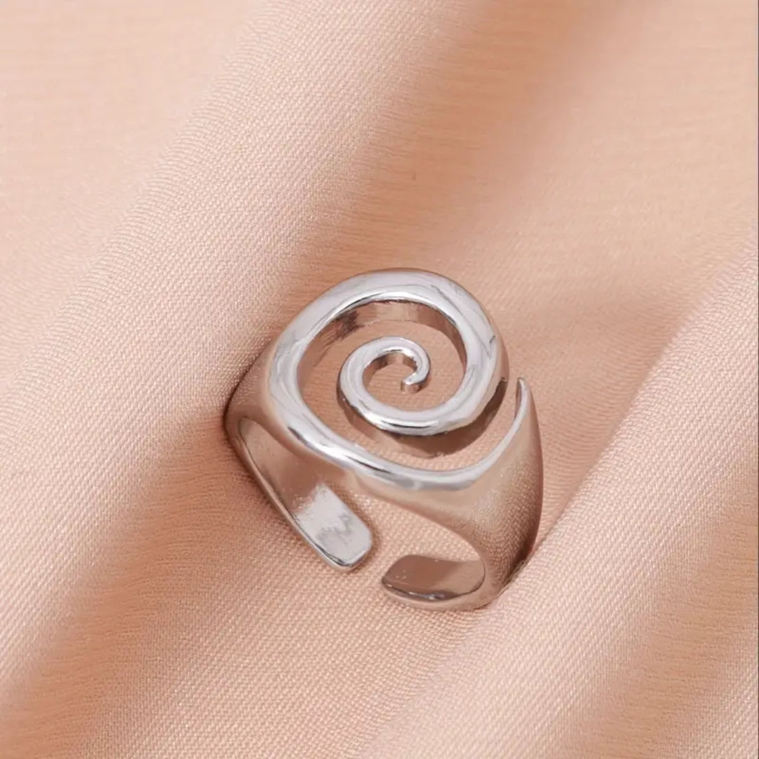 Spiral Silver-Tone Maze Ring