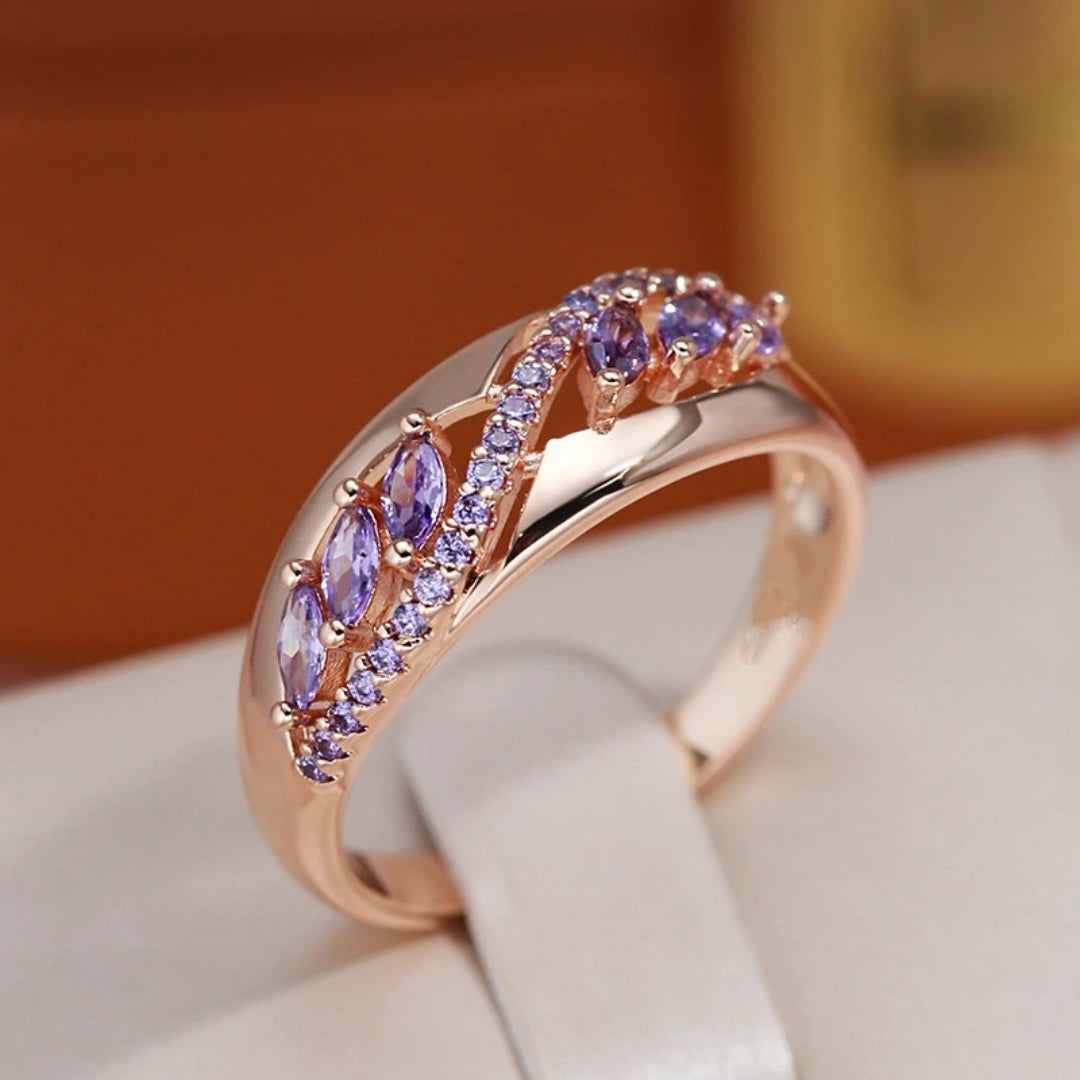 Violet Hollow Crystal Gold-Tone Ring