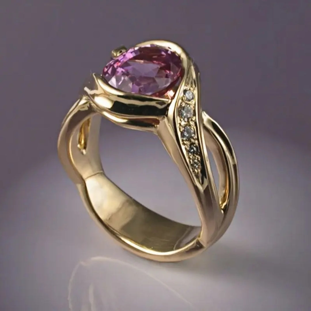 Garnet Crystal Gold-Tone Ring
