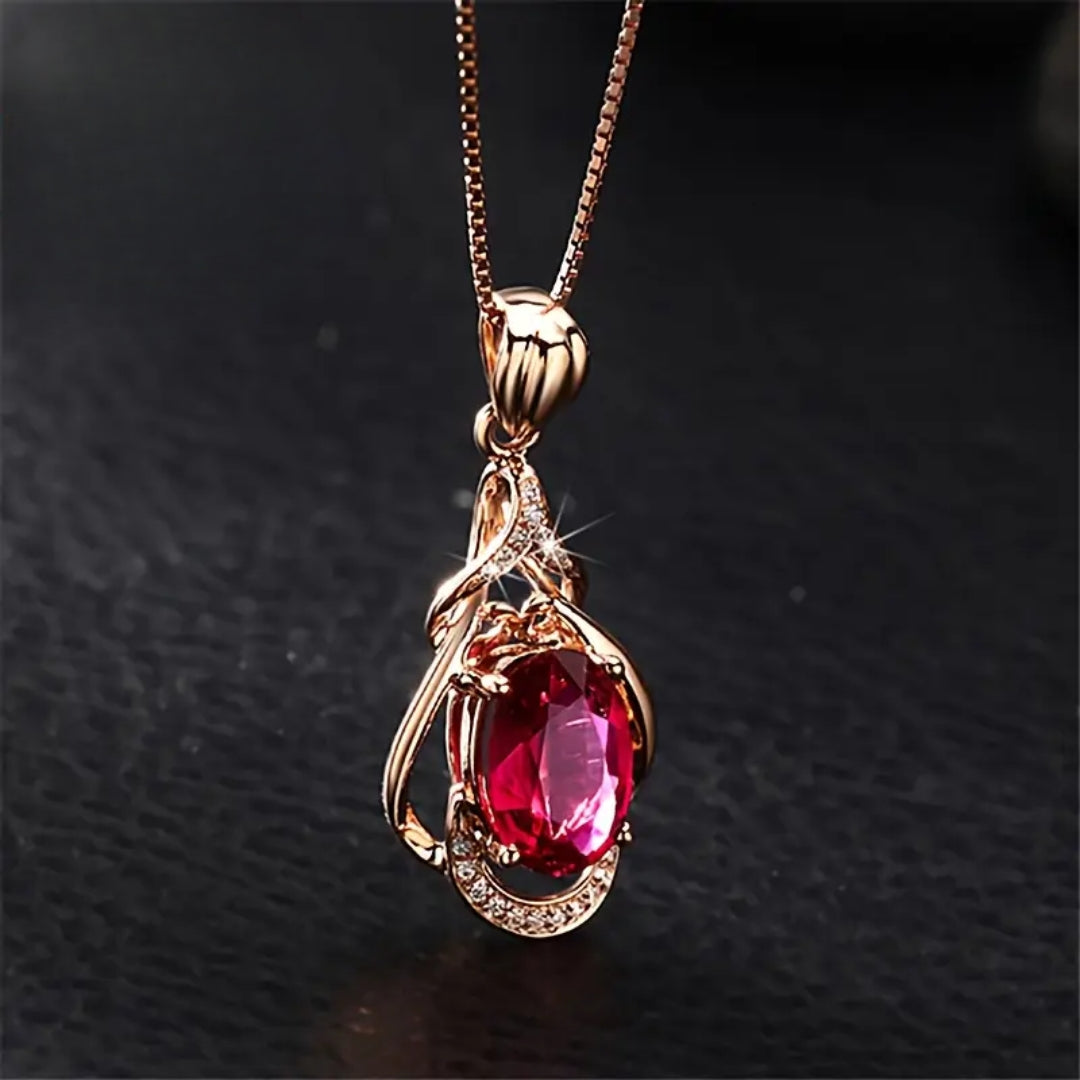 Red Crystal Gold-Tone Necklace