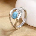 Blue Stone Orbit Silver-Tone Ring