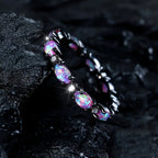 Violet Opal-Look Silver-Tone Ring