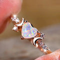 White Opal-Look Moon Ring