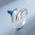 Adjustable Dolphin Tail Silver-Tone Ring