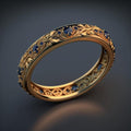 Fijne bladring met blauwe zirkonia