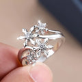 Silver-Tone Bright Snowflake Trail Ring