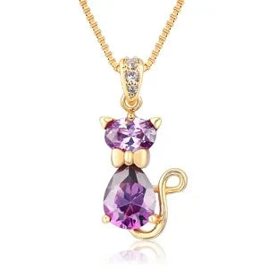 Ketting met kristallen kattenhanger
