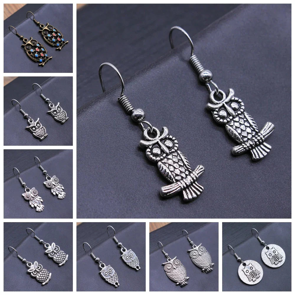 Vintage Bohemian Owl Dangle Earrings in Ten Styles