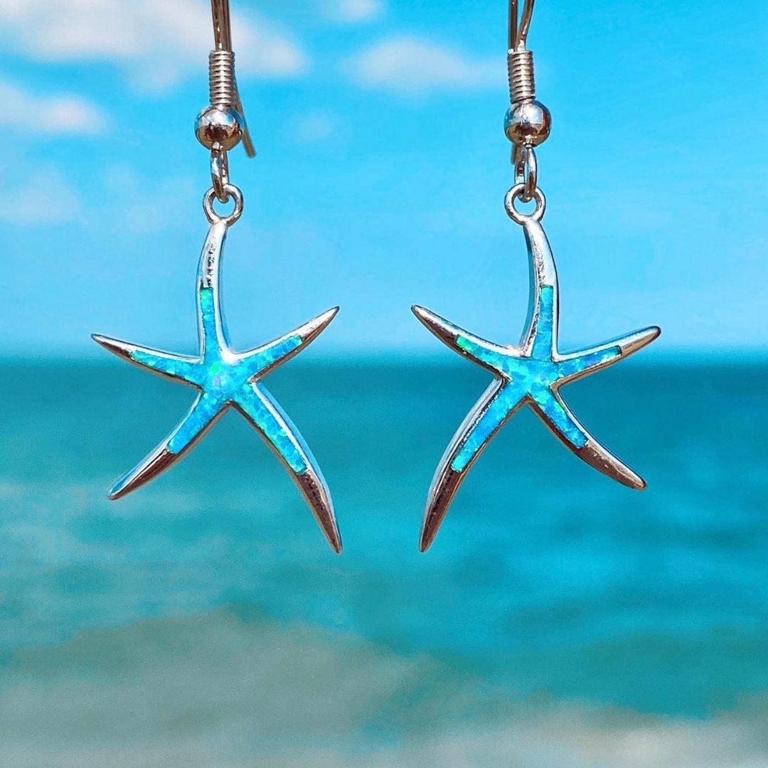 Opal-Look Starfish Drop Earrings