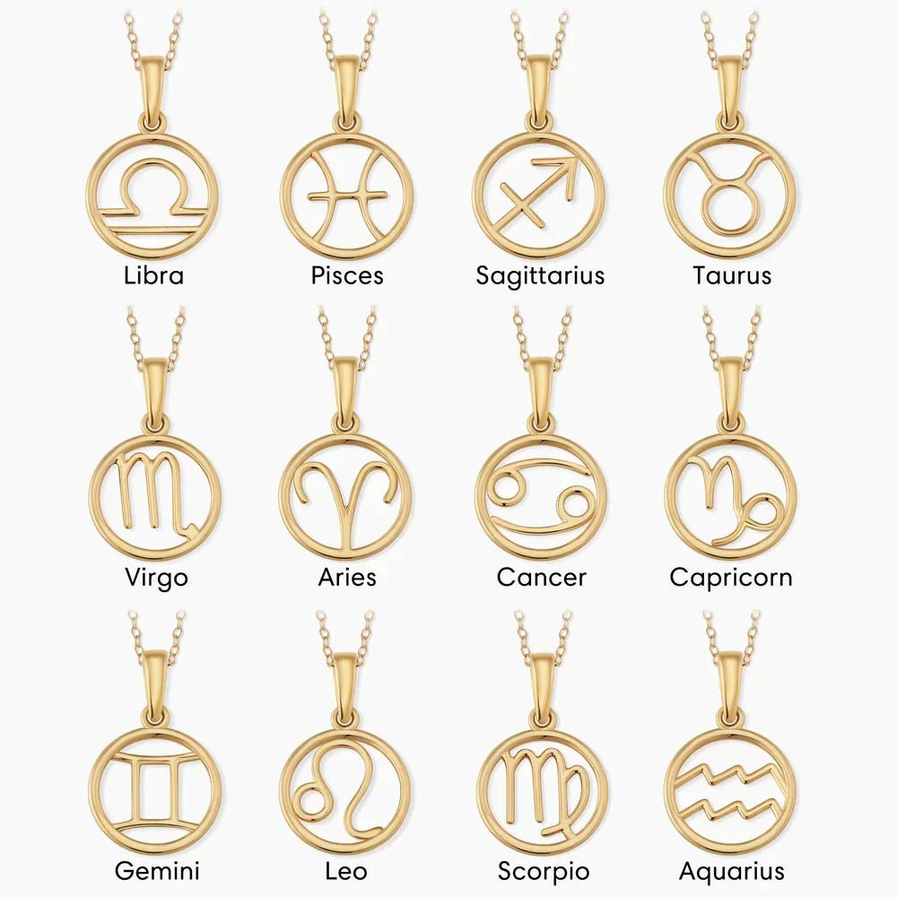 Zodiac Sign Necklace in Two Metal Tones