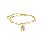 Dainty Paperclip Chain Initial Letter Bracelet