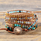 Blue Chrysocolla and African Turquoise Wrap Bracelet