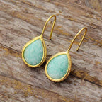 Gemstone Dangle Earrings in Amazonite, Lapis or Rhodonite