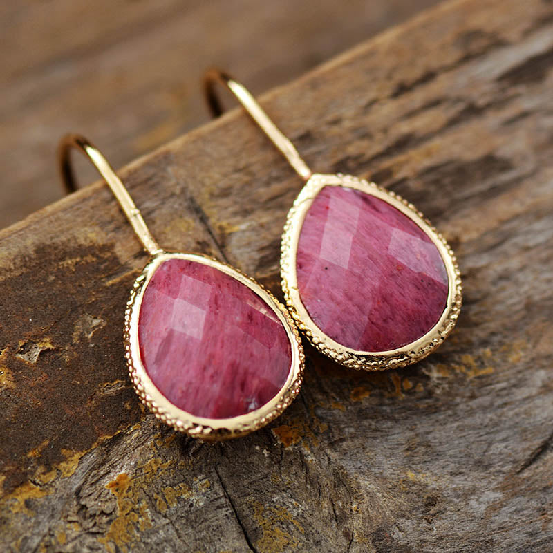 Gemstone Dangle Earrings in Amazonite, Lapis or Rhodonite