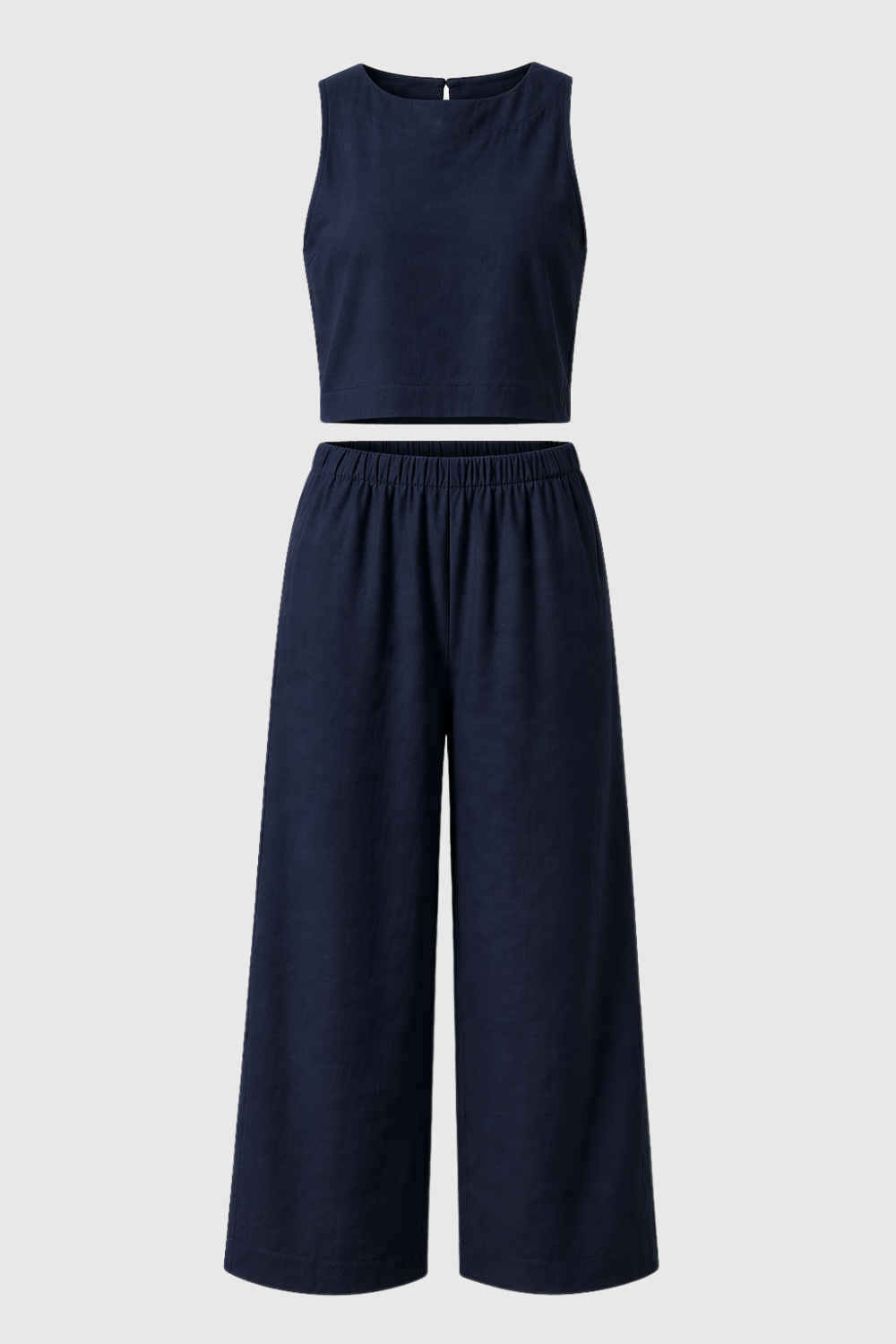 Two Piece Set with Flowing Fabric and Softly Tailored Shape