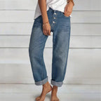 Straight-Leg Jeans with a Button Front