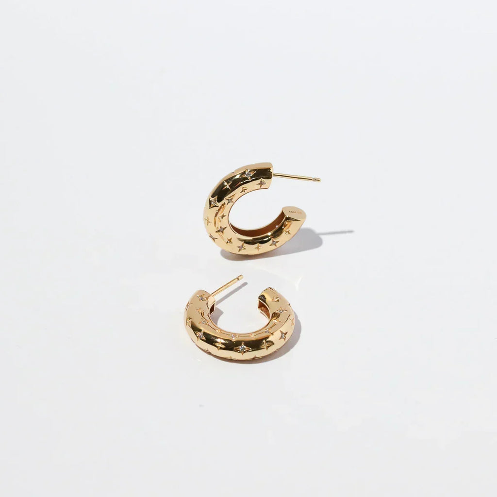 Cosmic Hoop Earrings in Gold Tone