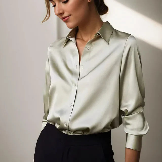 Women's Classic Collar Blouse with Long Sleeves