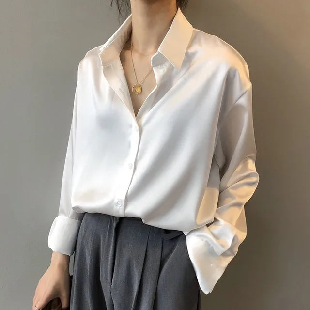 Women's Classic Collar Blouse with Long Sleeves
