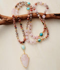 Beaded Stone Necklace in Rose Quartz, Amazonite and Jasper