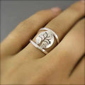 Adjustable Tree of Life Silver-Tone Ring