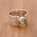 Silver-Tone Blue Gemstone-Look Ring
