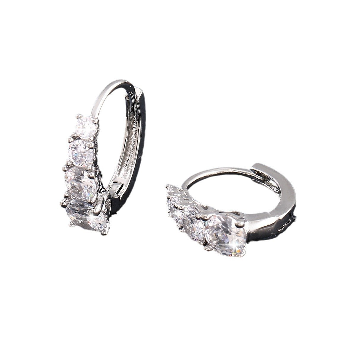 Cubic Zirconia Hinged Hoop Earrings