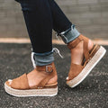 Jute Wedge Sandals with Ankle Strap