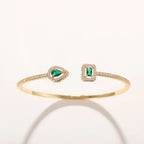Gold-Tone Open Cuff with Green Square Stones